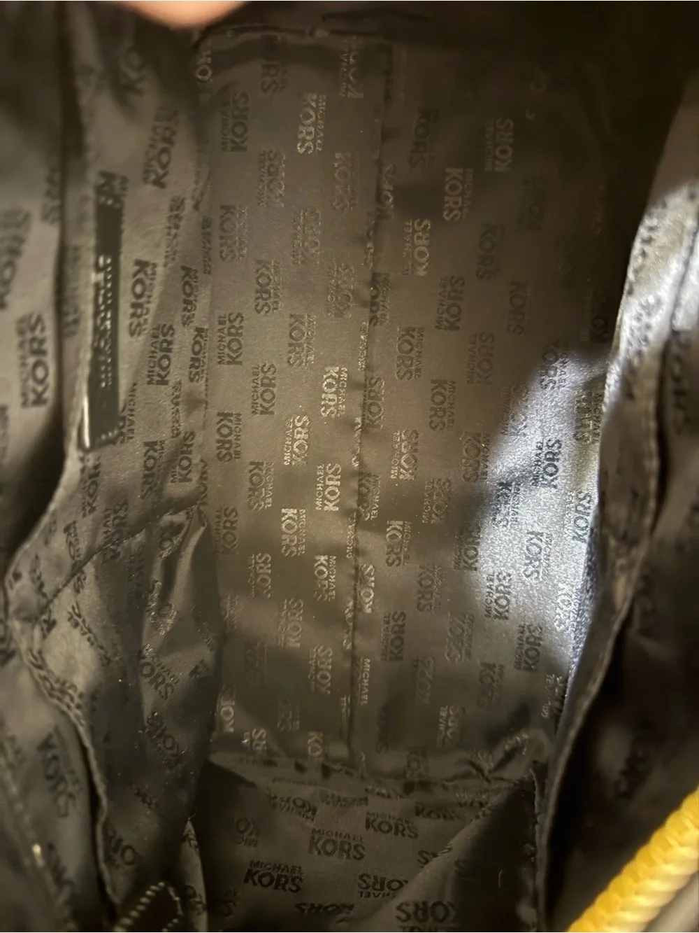 Michael Kors Logo-Print Handbag With Leather Handles And Leather Bag Charm.